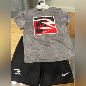 Nike Heather Gray Tee with Red and Black Graphic shirt and shorts set